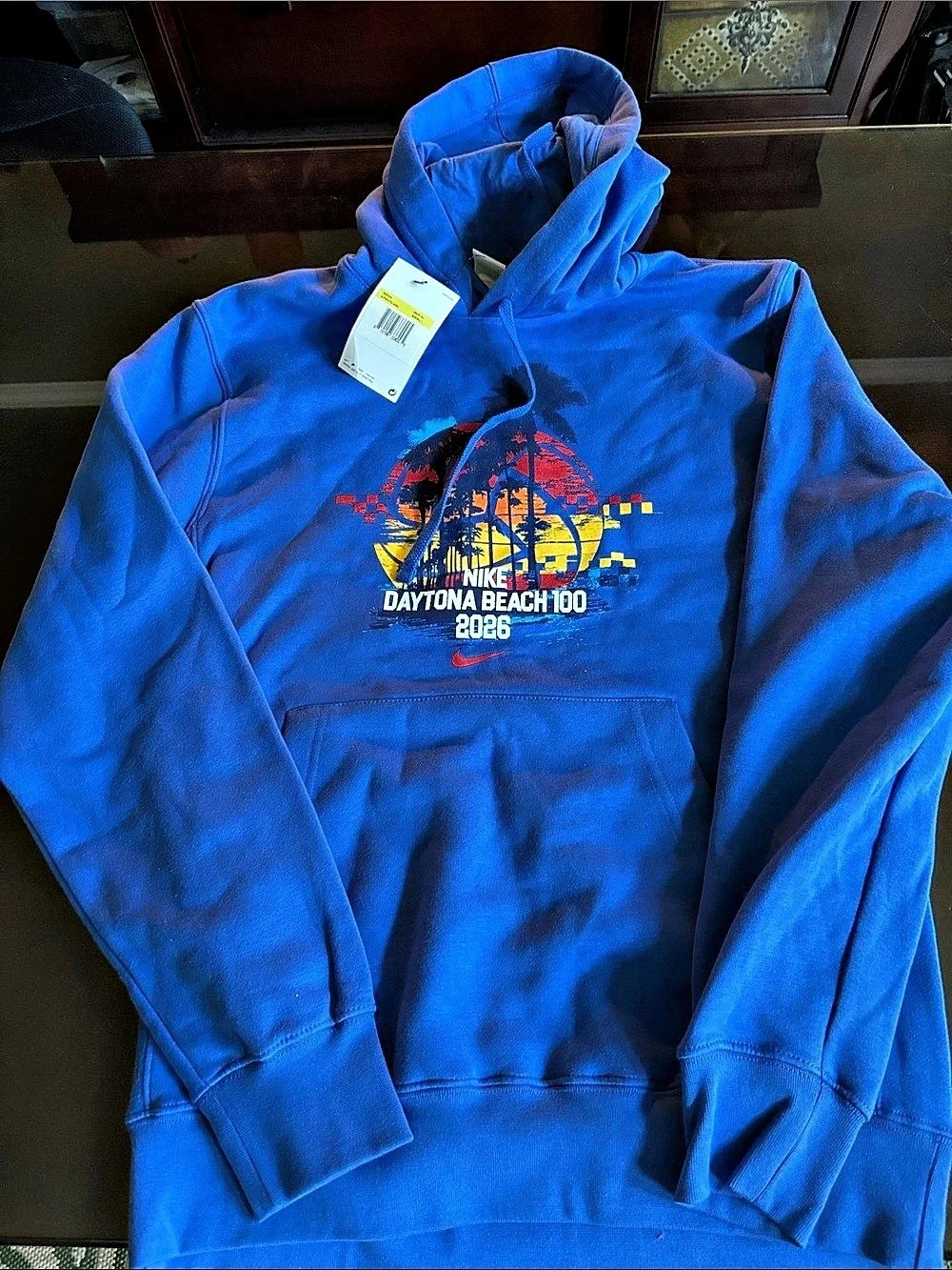 Nike Daytona Beach 100 2026 Hoodie Blue & Red Small NWT